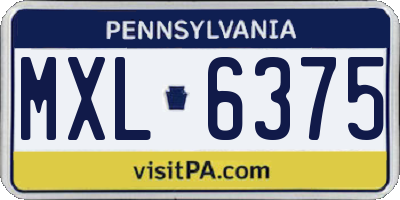 PA license plate MXL6375