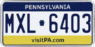 PA license plate MXL6403