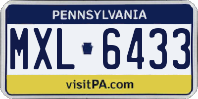 PA license plate MXL6433