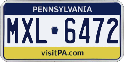 PA license plate MXL6472