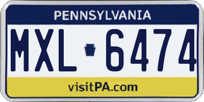 PA license plate MXL6474