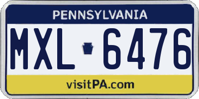 PA license plate MXL6476