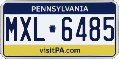 PA license plate MXL6485