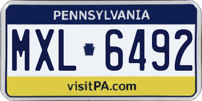 PA license plate MXL6492