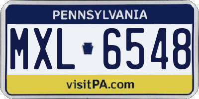 PA license plate MXL6548