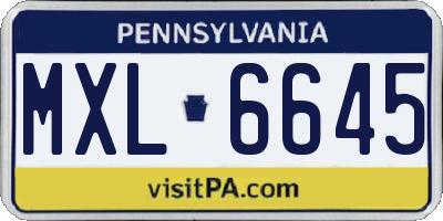 PA license plate MXL6645