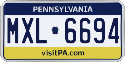 PA license plate MXL6694