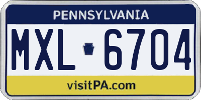 PA license plate MXL6704