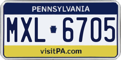 PA license plate MXL6705