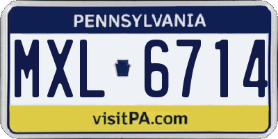 PA license plate MXL6714
