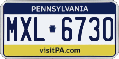 PA license plate MXL6730