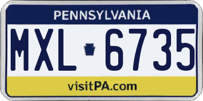 PA license plate MXL6735