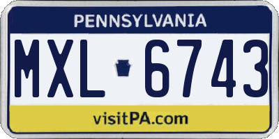 PA license plate MXL6743