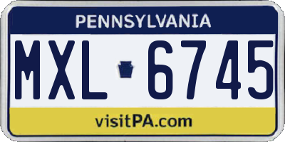 PA license plate MXL6745