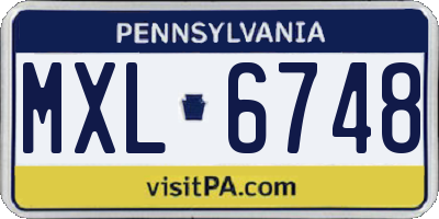 PA license plate MXL6748