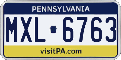 PA license plate MXL6763