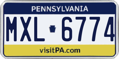 PA license plate MXL6774