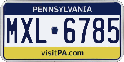 PA license plate MXL6785
