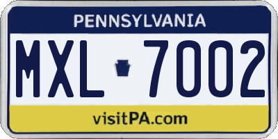 PA license plate MXL7002