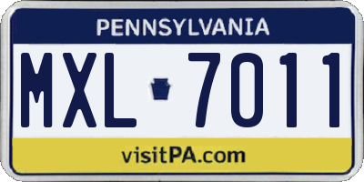 PA license plate MXL7011