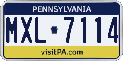PA license plate MXL7114