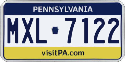 PA license plate MXL7122