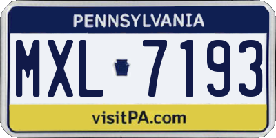 PA license plate MXL7193
