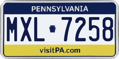 PA license plate MXL7258