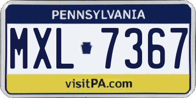PA license plate MXL7367