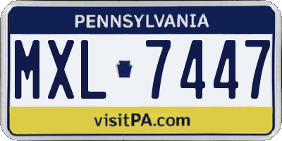 PA license plate MXL7447
