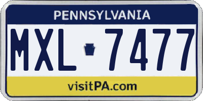 PA license plate MXL7477
