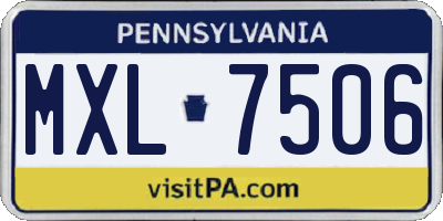 PA license plate MXL7506