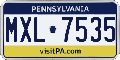 PA license plate MXL7535