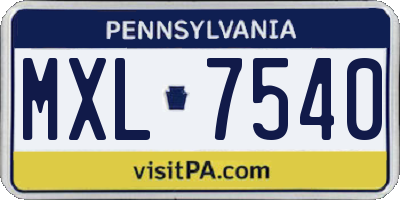 PA license plate MXL7540