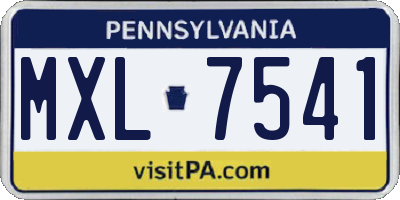 PA license plate MXL7541