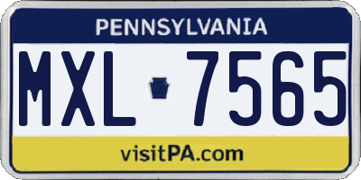 PA license plate MXL7565