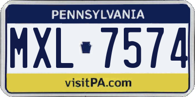 PA license plate MXL7574