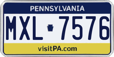 PA license plate MXL7576