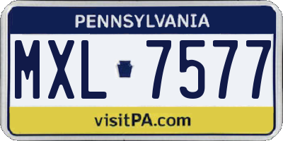 PA license plate MXL7577