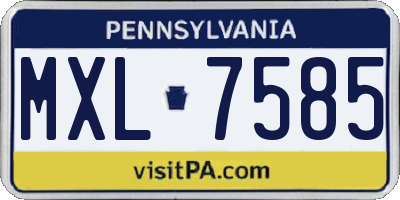 PA license plate MXL7585
