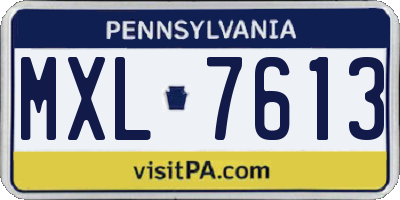 PA license plate MXL7613