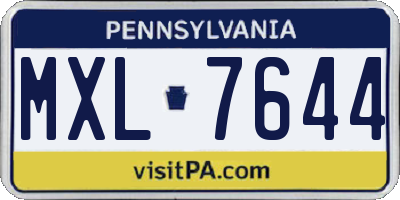 PA license plate MXL7644