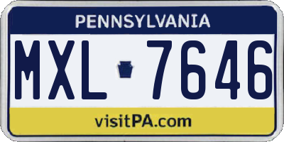 PA license plate MXL7646