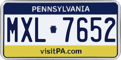PA license plate MXL7652