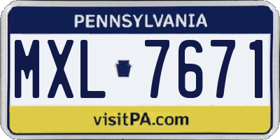 PA license plate MXL7671