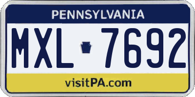 PA license plate MXL7692