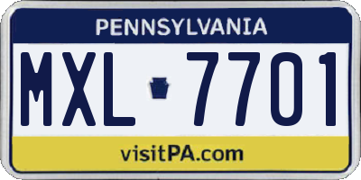 PA license plate MXL7701