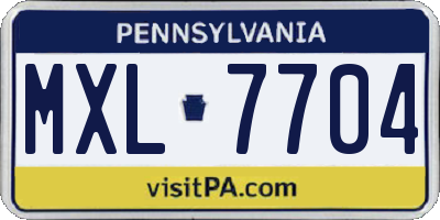 PA license plate MXL7704