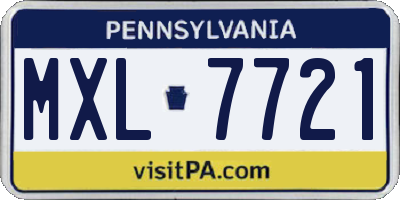 PA license plate MXL7721