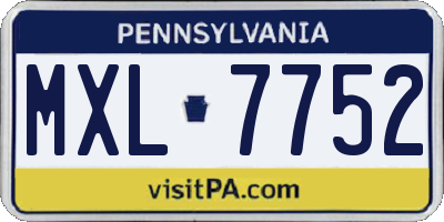PA license plate MXL7752